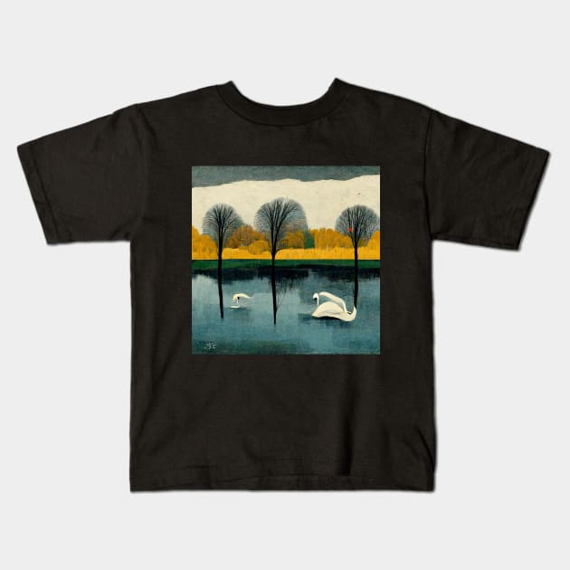 Swans Kids T-Shirt by Bea